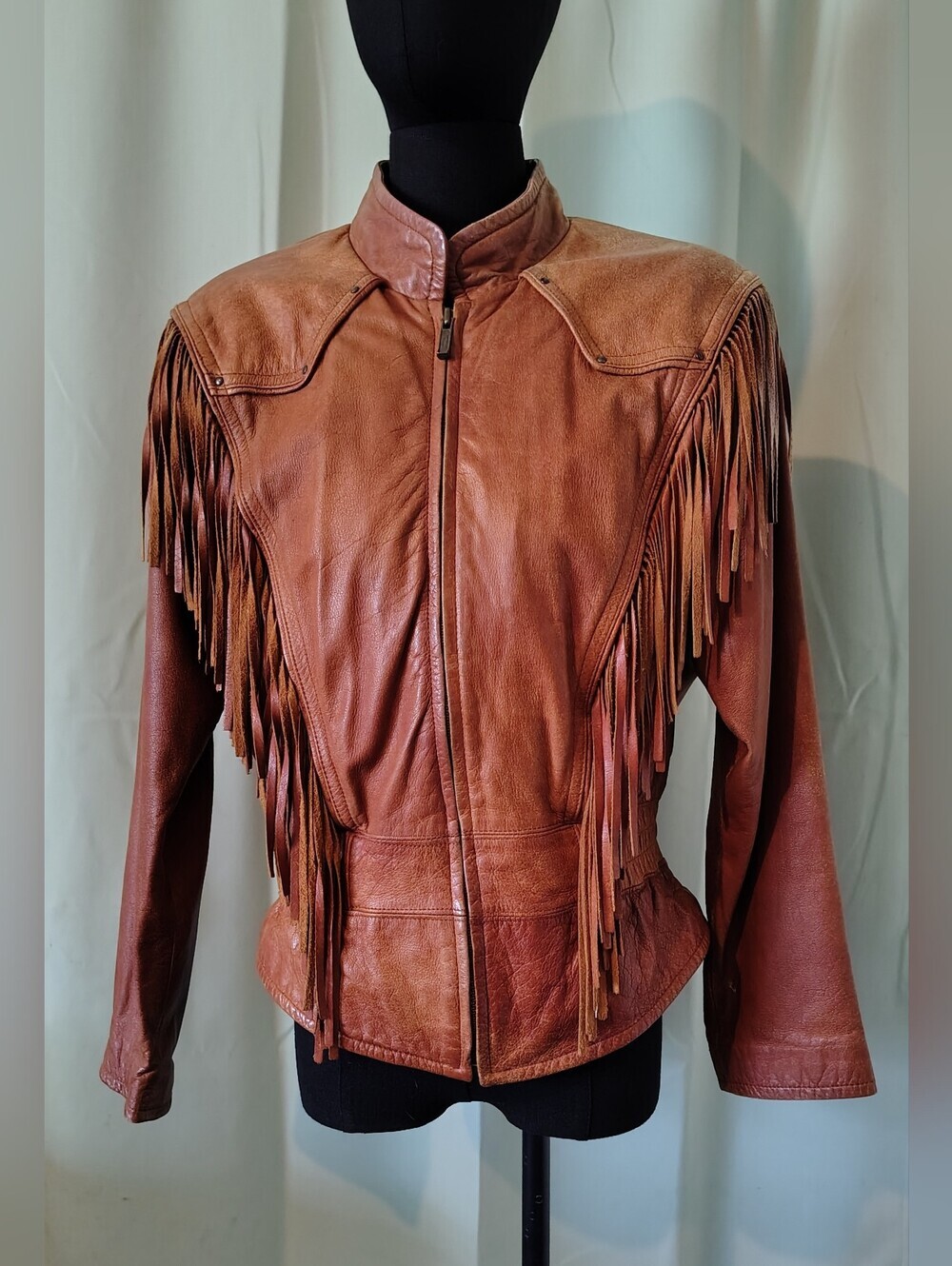 Wilsons Leather Fringe Tassel Jacket Burnt Orange Women 80s Vintage Retro Medium - Picture 4 of 16